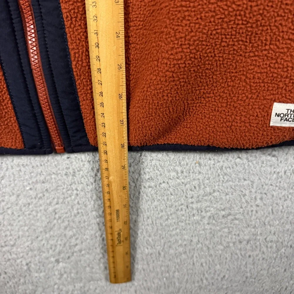 The North Face Mens Full Zip Fleece Vest Large Burnt Orange Navy Blue Outdoors